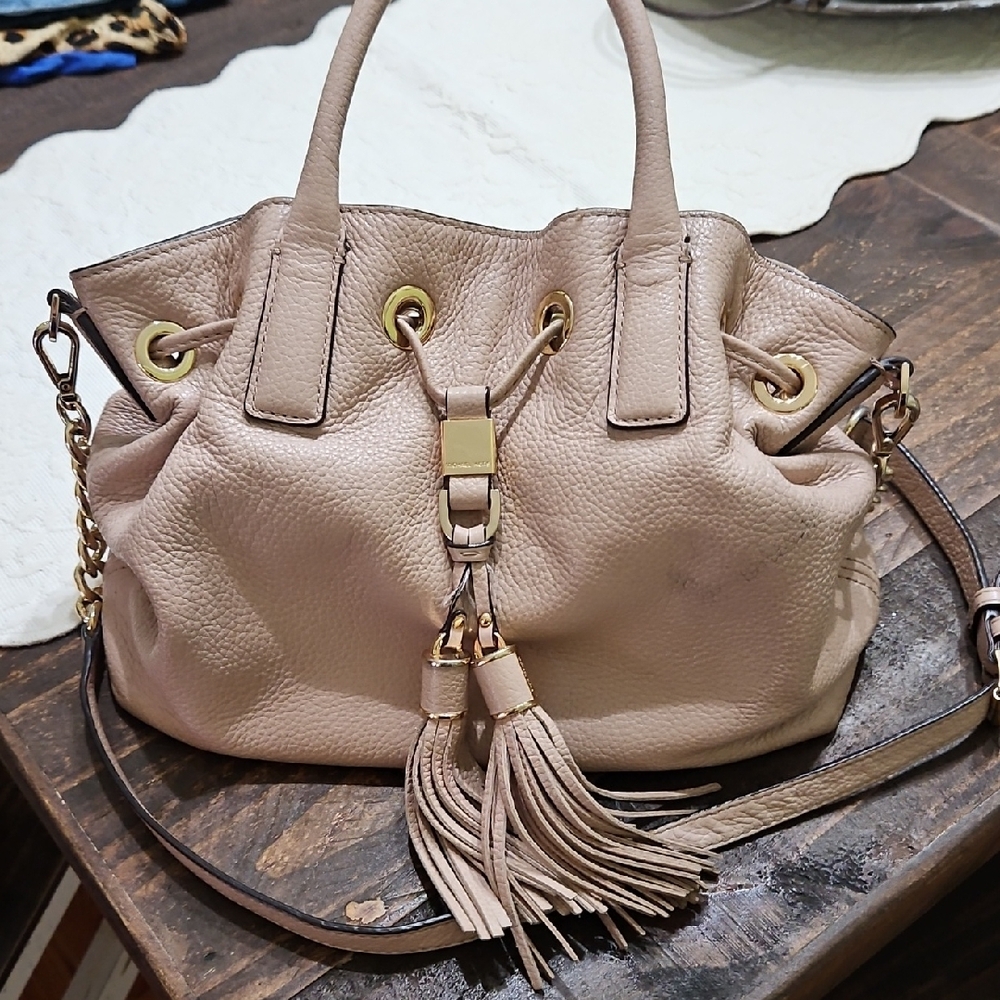 Soft Taupe Leather Tassel Satchel - Women Bags